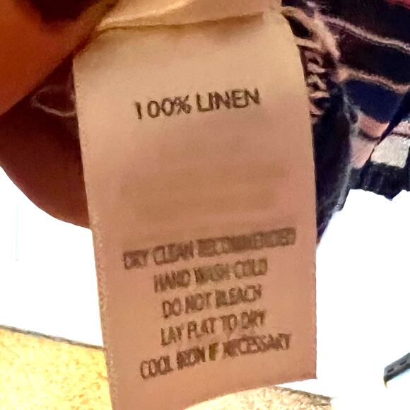 Ecru 100% Linen Open Weave Oversized Striped Sweater SZ XS - Picture 5 of 6